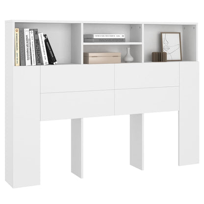 Headboard Cabinet White 140cm Wall Storage | HomeAndLiving