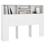 Headboard Cabinet White 140cm Wall Storage | HomeAndLiving