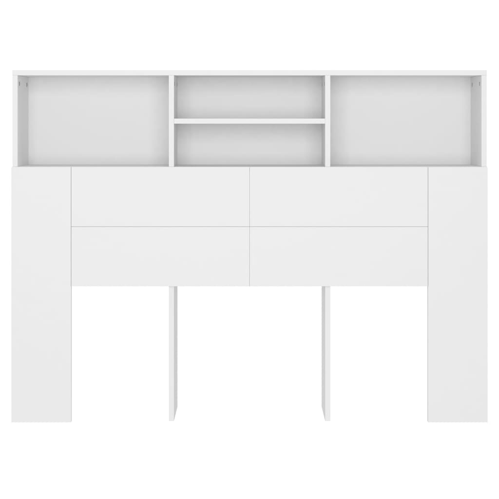 Headboard Cabinet White 140cm Wall Storage | HomeAndLiving