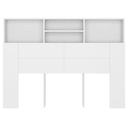 Headboard Cabinet White 140cm Wall Storage | HomeAndLiving