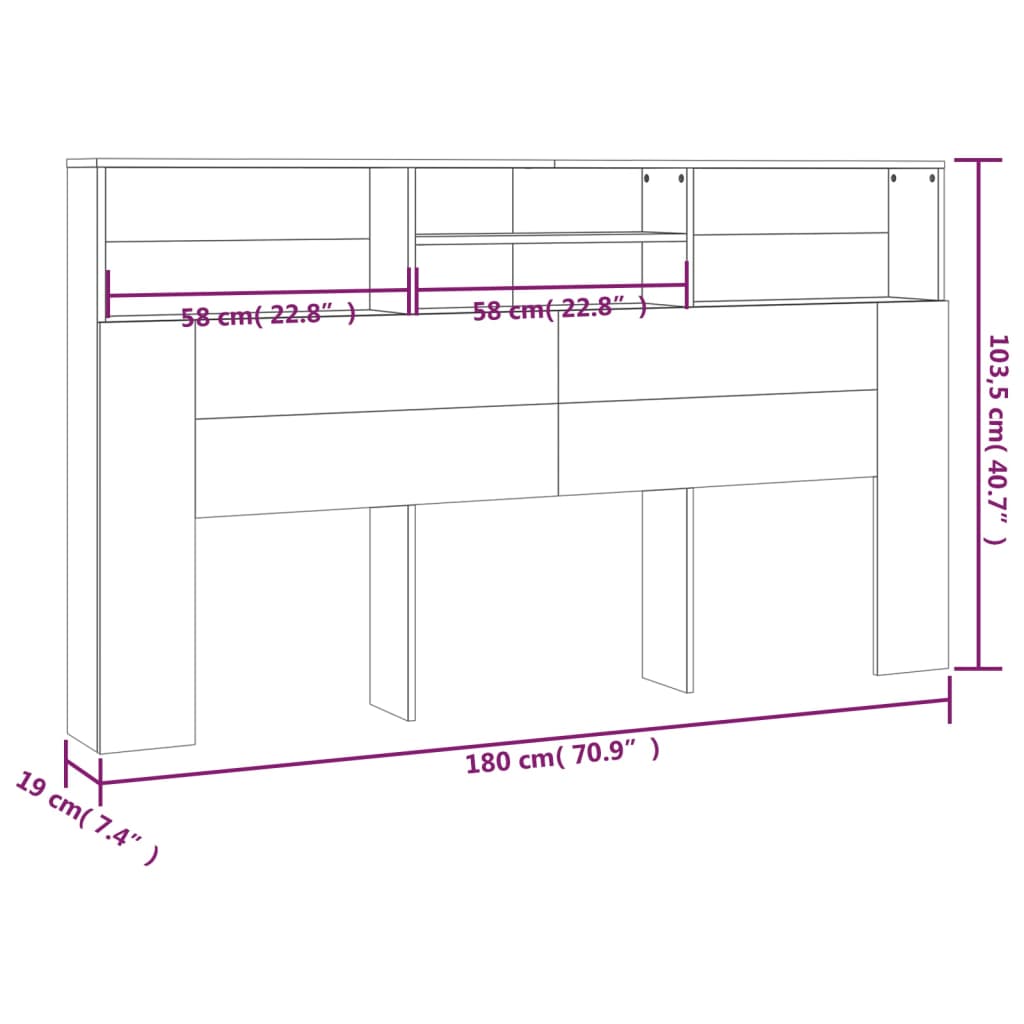 Headboard Cabinet Sonoma Oak 180cm | HomeAndLiving