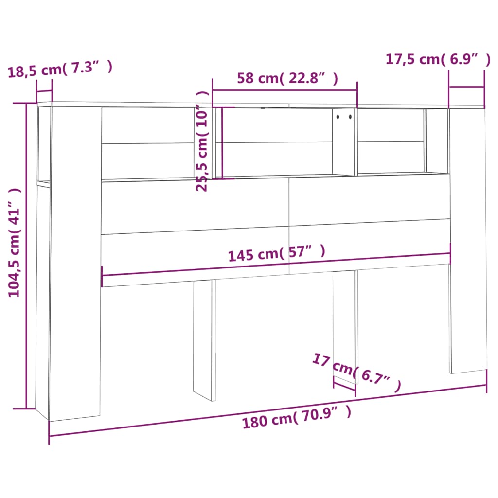 Headboard Cabinet White 180cm Wall Mount | HomeAndLiving
