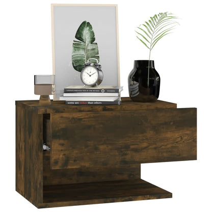 Wall Bedside Cabinets Smoked Oak Engineered Wood