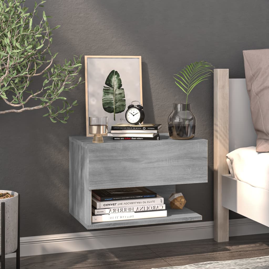 Wall Bedside Cabinets 2 pcs Grey Sonoma - 46×29.5×30cm