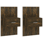 2 pcs Wall Bedside Cabinets Smoked Oak Engineered Wood