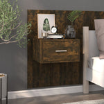 2 pcs Wall Bedside Cabinets Smoked Oak Engineered Wood