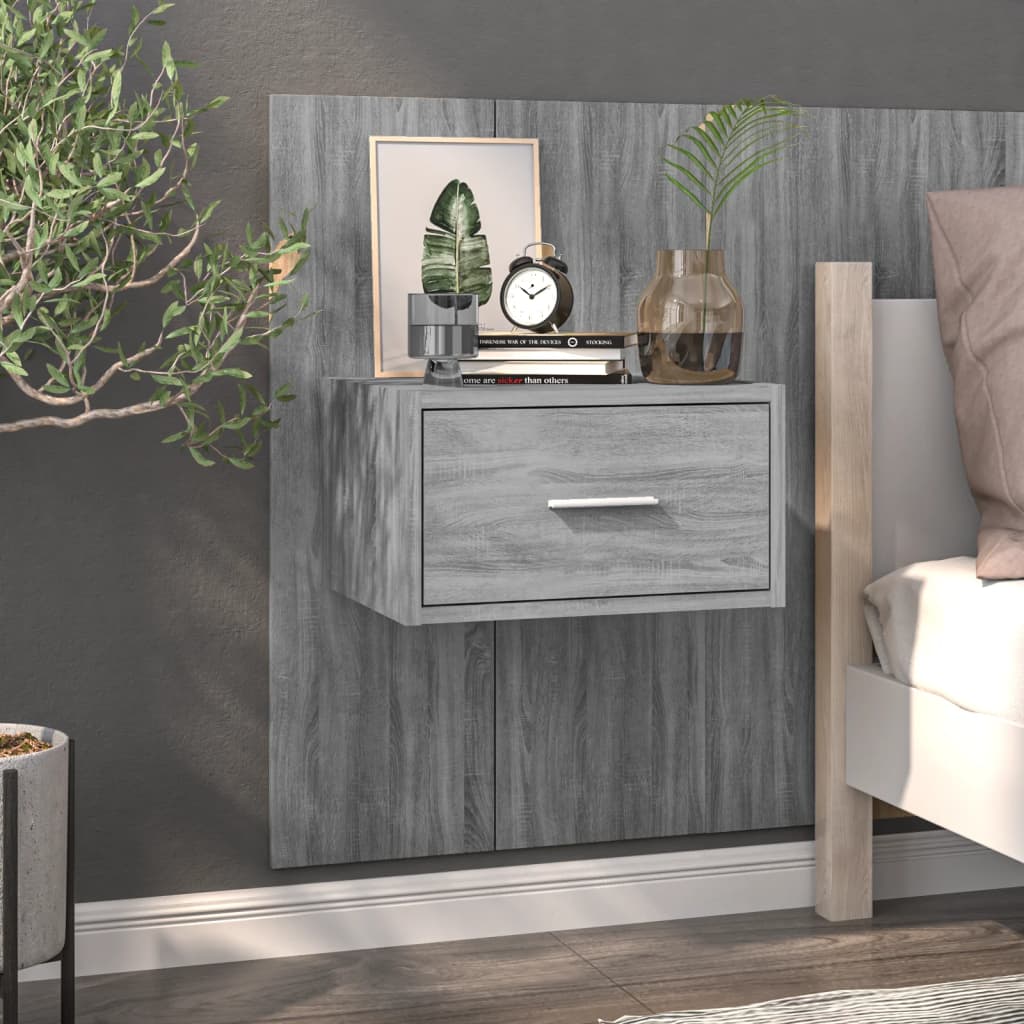 Wall Bedside Cabinets 2 pcs Grey Sonoma - 48.5×32.5×80cm