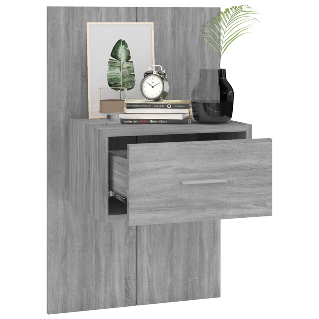 Wall Bedside Cabinets 2 pcs Grey Sonoma - 48.5×32.5×80cm
