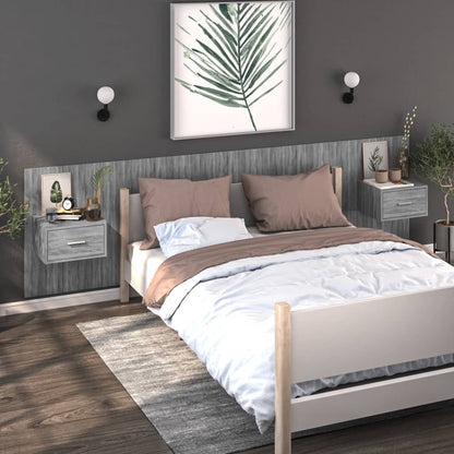 Wall Bedside Cabinets 2 pcs Grey Sonoma - 48.5×32.5×80cm