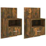 Wall Bedside Cabinets Smoked Oak Engineered Wood 2 pcs