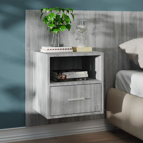  Wall Bedside Cabinet Grey Sonoma Engineered Wood