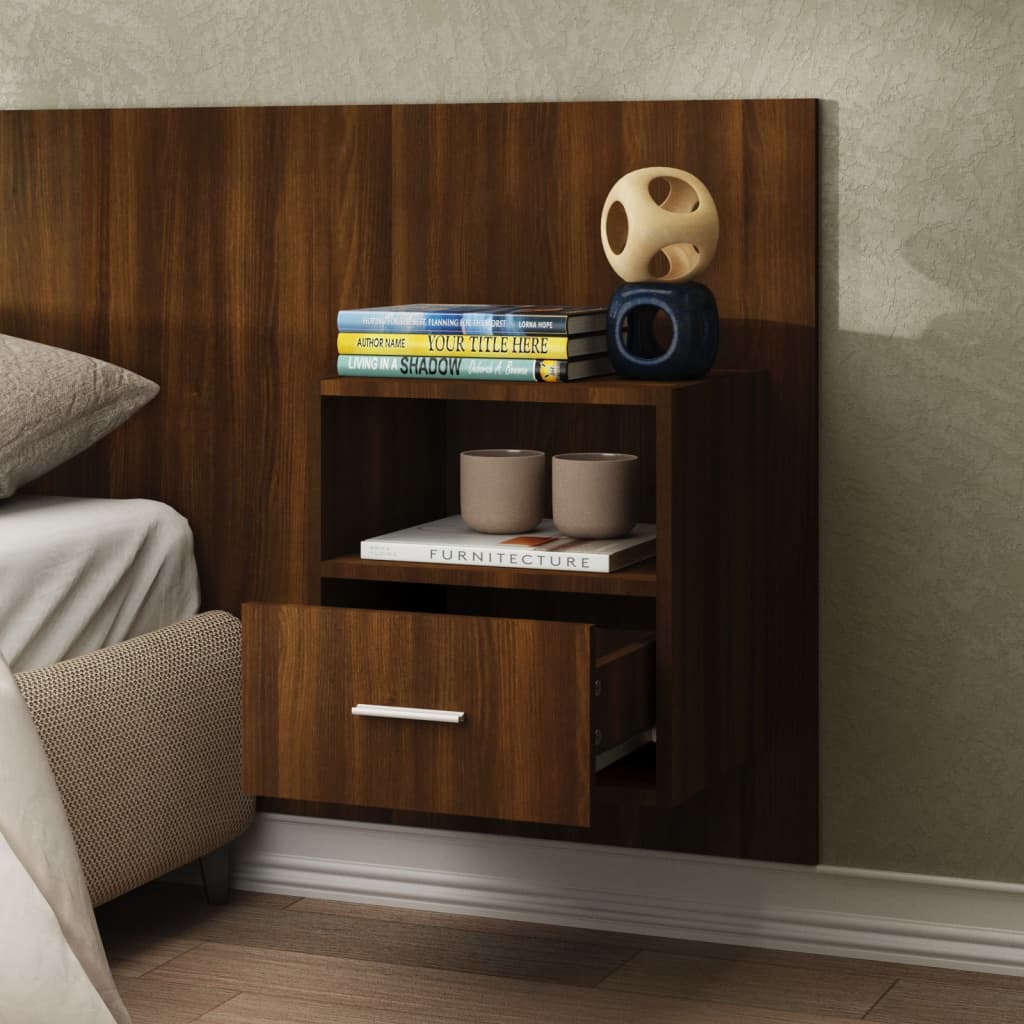 Wall Bedside Cabinets 2 pcs Brown Oak Engineered Wood