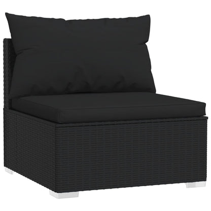 Rattan Elegance in Noir: 5-Piece Outdoor Dining Set with Plush Cushions