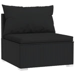 Rattan Elegance in Noir: 5-Piece Outdoor Dining Set with Plush Cushions