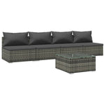 Contemporary Comfort: 5-Piece Poly Rattan Garden Lounge Set in Elegant Grey with Cushions
