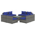 9 Piece Garden Lounge Set Grey with Cushions Poly Rattan