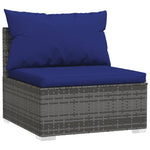 9 Piece Garden Lounge Set Grey with Cushions Poly Rattan