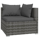 Grey Rattan Oasis: 5-Piece Garden Lounge Set with Plush Cushions