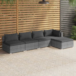 Urban Rattan Relaxation: 5-Piece Garden Lounge Set with Plush Grey Cushions