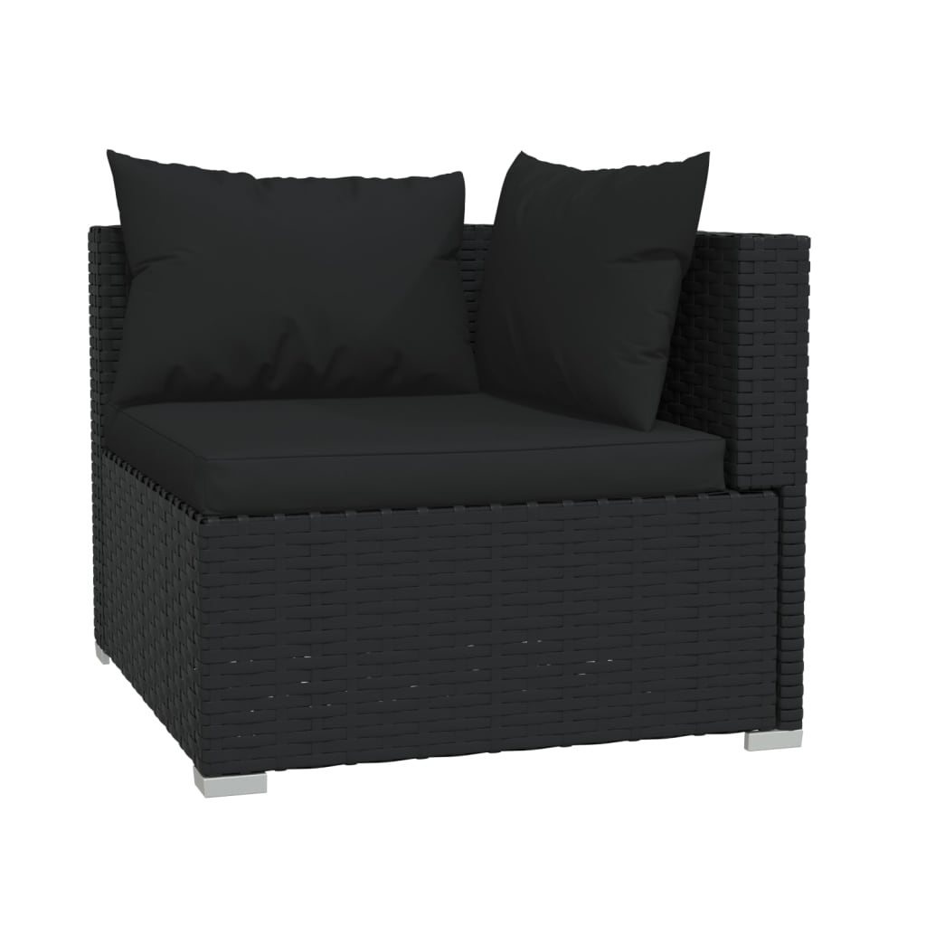 5 Piece Garden Lounge Set with Cushions Poly Rattan Black - 70×70×60.5cm
