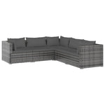 Poly Rattan Tranquility: 5-Piece Garden Lounge Set in Elegant Grey with Plush Cushions