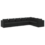 Rattan Noir Comfort Oasis: 7-Piece Garden Lounge Set in Black with Plush Cushions