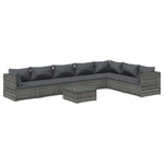 Tranquil Rattan Retreat: 8-Piece Garden Lounge Set in Elegant Grey with Plush Cushions