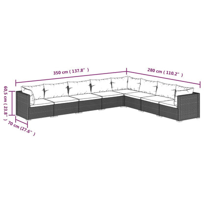 Noir Rattan Luxury: 8-Piece Garden Lounge Set in Black with Plush Cushions