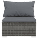 Grey Rattan Oasis: 7-Piece Garden Lounge Set with Plush Cushions