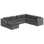 Stylish Serenity: 7-Piece Grey Poly Rattan Garden Lounge Set with Plush Cushions