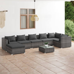 Rattan: 8-Piece Garden Lounge Set with Plush Cushions