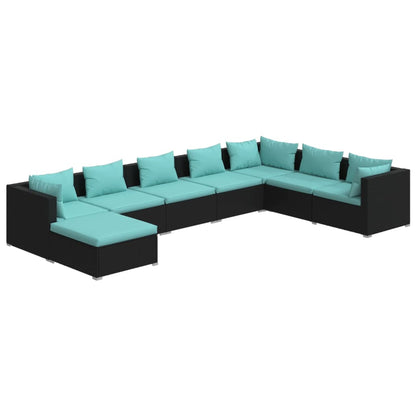 8 Piece Garden Lounge Set with Cushions Poly Rattan - 70×70×60.5cm