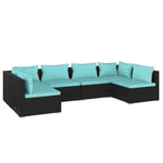 6 Piece Garden Lounge Set with Cushions Poly Rattan (Black)