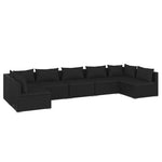 Noir Rattan Haven: 7-Piece Garden Lounge Set in Black with Plush Cushions