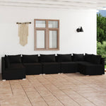 Noir Rattan Haven: 7-Piece Garden Lounge Set in Black with Plush Cushions