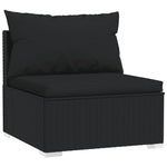 Noir Rattan Paradise: 8-Piece Black Poly Rattan Garden Lounge Set with Plush Cushions