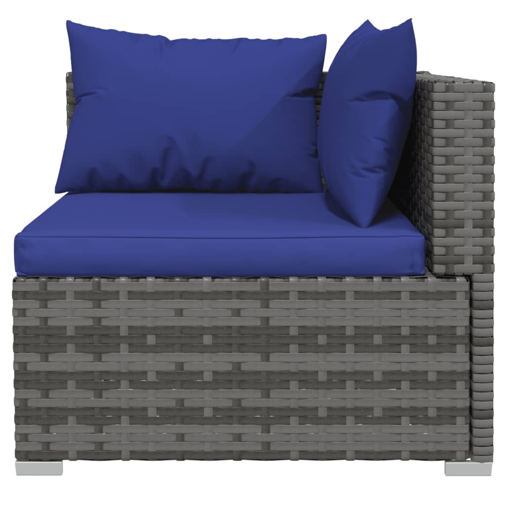 11 Piece Garden Lounge Set with Cushions Poly Rattan Grey - 70×70×60.5cm