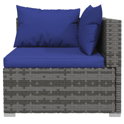 11 Piece Garden Lounge Set with Cushions Poly Rattan Grey - 70×70×60.5cm