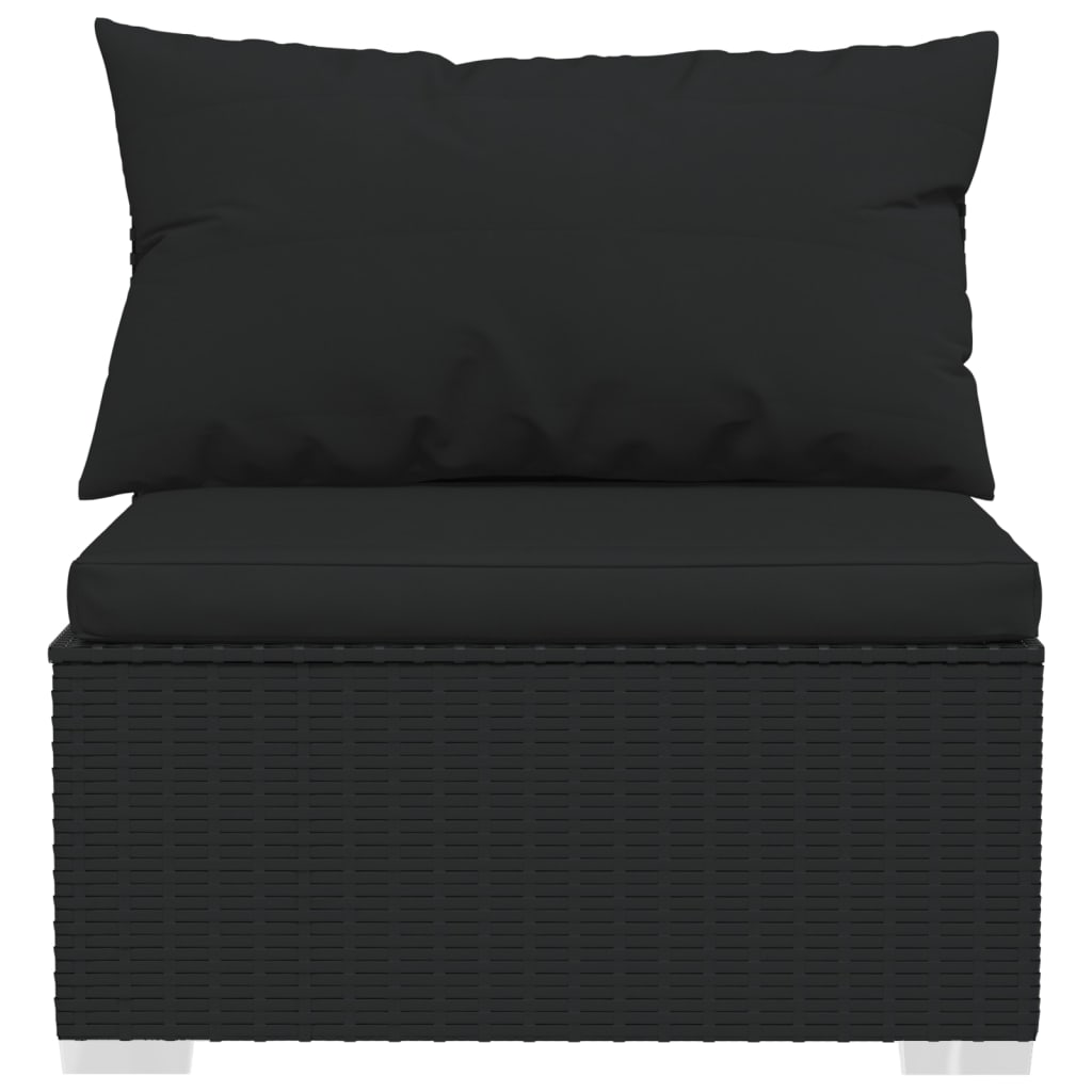 9 Piece Garden Lounge Set with Cushions Black Poly Rattan
