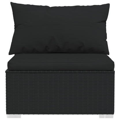 9 Piece Garden Lounge Set with Cushions Black Poly Rattan