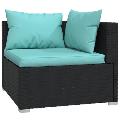 10 Piece Garden Lounge Set with Cushions Poly Rattan (Black) - 70×70×60.5cm