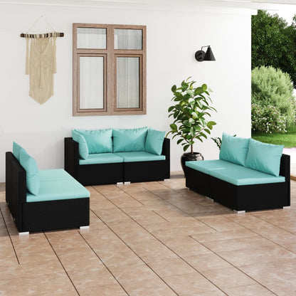 6 Piece Garden Lounge Set with Cushions Poly Rattan - 70×70×60.5cm