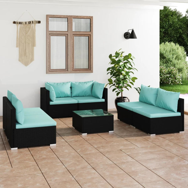  7 Piece Garden Lounge Set with Cushions Poly Rattan