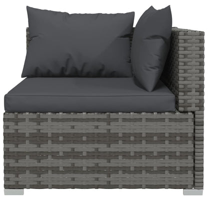 7 Piece Garden Lounge Set with Cushions Poly Rattan Grey - 70×70×60.5cm