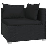 Noir Rattan Haven: 8-Piece Black Poly Rattan Garden Lounge Set with Plush Cushions