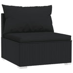 Noir Rattan Haven: 8-Piece Black Poly Rattan Garden Lounge Set with Plush Cushions