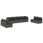 Grey Rattan : 8 Piece Garden Lounge Set with Plush Cushions