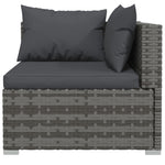 Grey Rattan Retreat: 5-Piece Garden Lounge Set with Plush Cushions