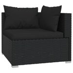 Noir Rattan Paradise: 7-Piece Garden Lounge Set in Black with Plush Cushions