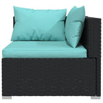 7 Piece Garden Lounge Set with Cushions - Black